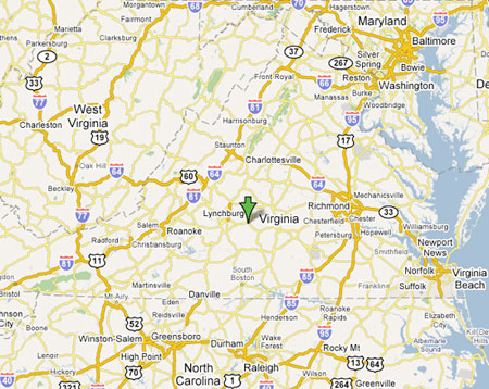 Appomattox Virginia Area Map
